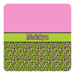 Pink & Lime Green Leopard Square Decal - Small (Personalized)