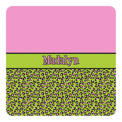 Pink & Lime Green Leopard Square Decal - Medium (Personalized)