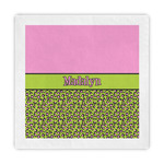 Pink & Lime Green Leopard Standard Decorative Napkins (Personalized)