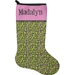 Pink & Lime Green Leopard Holiday Stocking - Neoprene (Personalized)