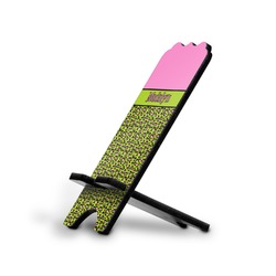 Pink & Lime Green Leopard Stylized Cell Phone Stand - Small w/ Name or Text
