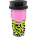 Pink & Lime Green Leopard Acrylic Travel Mug without Handle (Personalized)