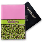 Pink & Lime Green Leopard Vinyl Passport Holder (Personalized)