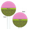 Pink & Lime Green Leopard White Plastic 5.5" Stir Stick - Double Sided - Round - Front & Back