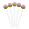 Pink & Lime Green Leopard White Plastic 7" Stir Stick - Round - Fan View