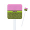 Pink & Lime Green Leopard White Plastic Stir Stick - Square - Closeup