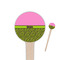 Pink & Lime Green Leopard Wooden 4" Food Pick - Round - Closeup