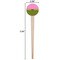 Pink & Lime Green Leopard Wooden 4" Food Pick - Round - Dimensions