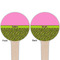 Pink & Lime Green Leopard Wooden 4" Food Pick - Round - Double Sided - Front & Back