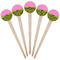 Pink & Lime Green Leopard Wooden 4" Food Pick - Round - Fan View