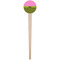 Pink & Lime Green Leopard Wooden 4" Food Pick - Round - Single Pick