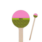 Pink & Lime Green Leopard 7.5" Round Wooden Stir Sticks - Double Sided (Personalized)