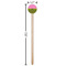 Pink & Lime Green Leopard Wooden 7.5" Stir Stick - Round - Dimensions