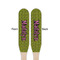 Pink & Lime Green Leopard Wooden Food Pick - Paddle - Double Sided - Front & Back