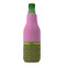 Pink & Lime Green Leopard Zipper Bottle Cooler - FRONT (bottle)