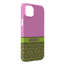 Pink & Lime Green Leopard iPhone Case - Plastic - iPhone 14 Pro Max (Personalized)