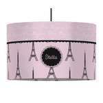 Paris & Eiffel Tower 12" Drum Pendant Lamp - Fabric (Personalized)