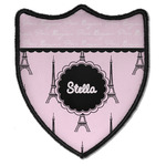 Paris & Eiffel Tower Iron On Shield Patch B w/ Name or Text