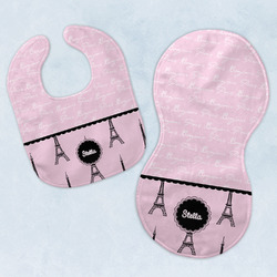 Paris & Eiffel Tower Baby Bib & Burp Set w/ Name or Text