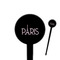 Paris & Eiffel Tower Black Plastic 4" Food Pick - Round - Closeup