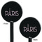 Paris & Eiffel Tower Black Plastic 5.5" Stir Stick - Double Sided - Round - Front & Back