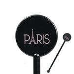 Paris & Eiffel Tower 5.5" Round Plastic Stir Sticks - Black - Double Sided