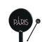 Paris & Eiffel Tower Black Plastic 5.5" Stir Stick - Round - Closeup