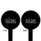 Paris & Eiffel Tower Black Plastic 6" Food Pick - Round - Double Sided - Front & Back