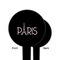 Paris & Eiffel Tower Black Plastic 6" Food Pick - Round - Single Sided - Front & Back