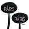 Paris & Eiffel Tower Black Plastic 7" Stir Stick - Double Sided - Oval - Front & Back