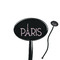 Paris & Eiffel Tower Black Plastic 7" Stir Stick - Oval - Closeup