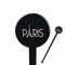 Paris & Eiffel Tower Black Plastic 7" Stir Stick - Round - Closeup