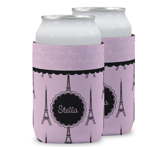 Custom Paris & Eiffel Tower Can Cooler (12 oz) w/ Name or Text