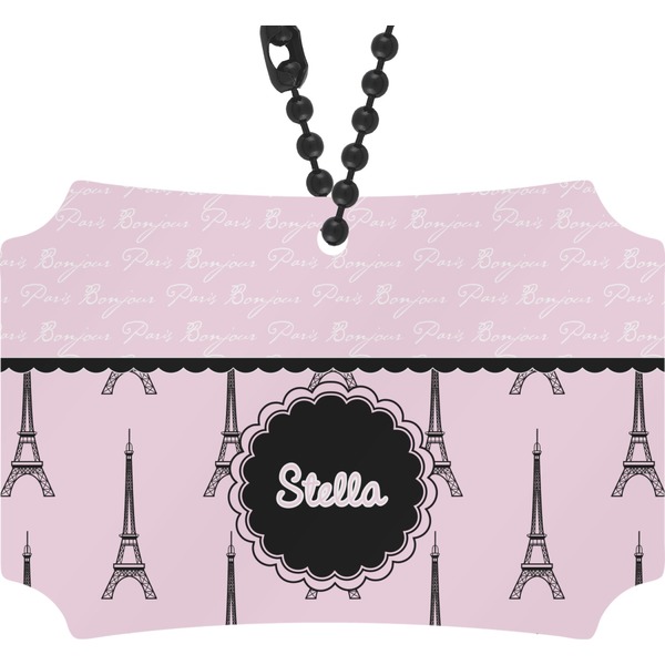 Custom Paris & Eiffel Tower Rear View Mirror Ornament (Personalized)