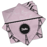 Paris & Eiffel Tower Cloth Cocktail Napkins - Set of 4 w/ Name or Text