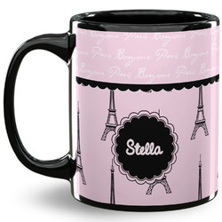 Paris & Eiffel Tower 11 Oz Coffee Mug - Black (Personalized)