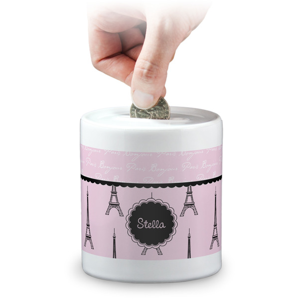 Custom Paris & Eiffel Tower Coin Bank (Personalized)