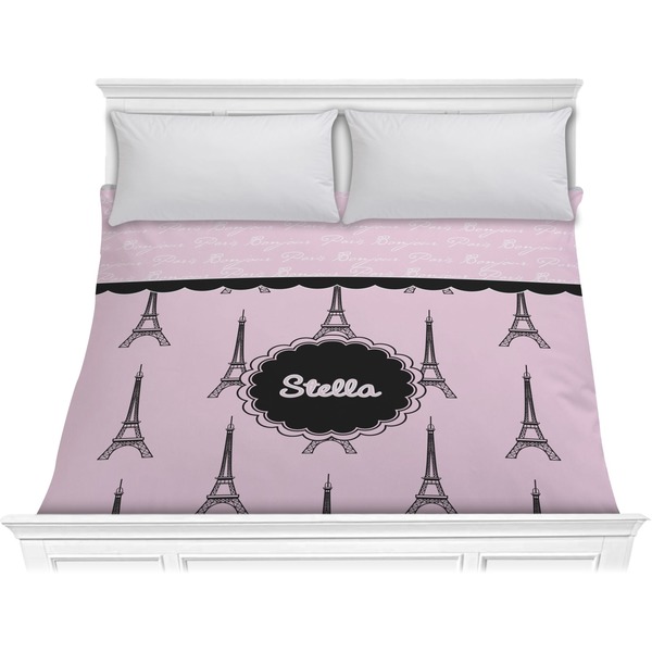 Custom Paris & Eiffel Tower Comforter - King (Personalized)