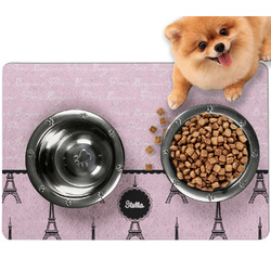 Paris & Eiffel Tower Dog Food Mat - Small w/ Name or Text