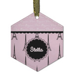 Paris & Eiffel Tower Flat Glass Ornament - Hexagon w/ Name or Text