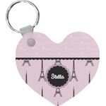 Paris & Eiffel Tower Heart Plastic Keychain w/ Name or Text