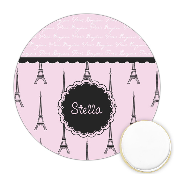 Custom Paris & Eiffel Tower Printed Cookie Topper - 2.5" (Personalized)