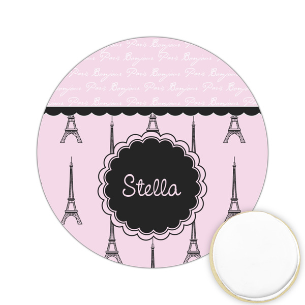 Custom Paris & Eiffel Tower Printed Cookie Topper - 2.15" (Personalized)