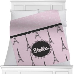 Paris & Eiffel Tower Minky Blanket - Toddler / Throw - 60"x50" - Single Sided (Personalized)