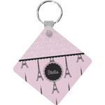 Paris & Eiffel Tower Diamond Plastic Keychain w/ Name or Text