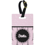 Paris & Eiffel Tower Plastic Luggage Tag - Rectangular w/ Name or Text