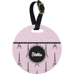 Paris & Eiffel Tower Plastic Luggage Tag - Round (Personalized)