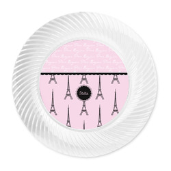 Paris & Eiffel Tower Plastic Party Dinner Plates - 10" (Personalized)