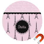 Paris & Eiffel Tower Round Car Magnet - 6" (Personalized)