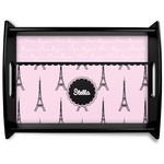 Paris & Eiffel Tower Black Wooden Tray - Large (Personalized)